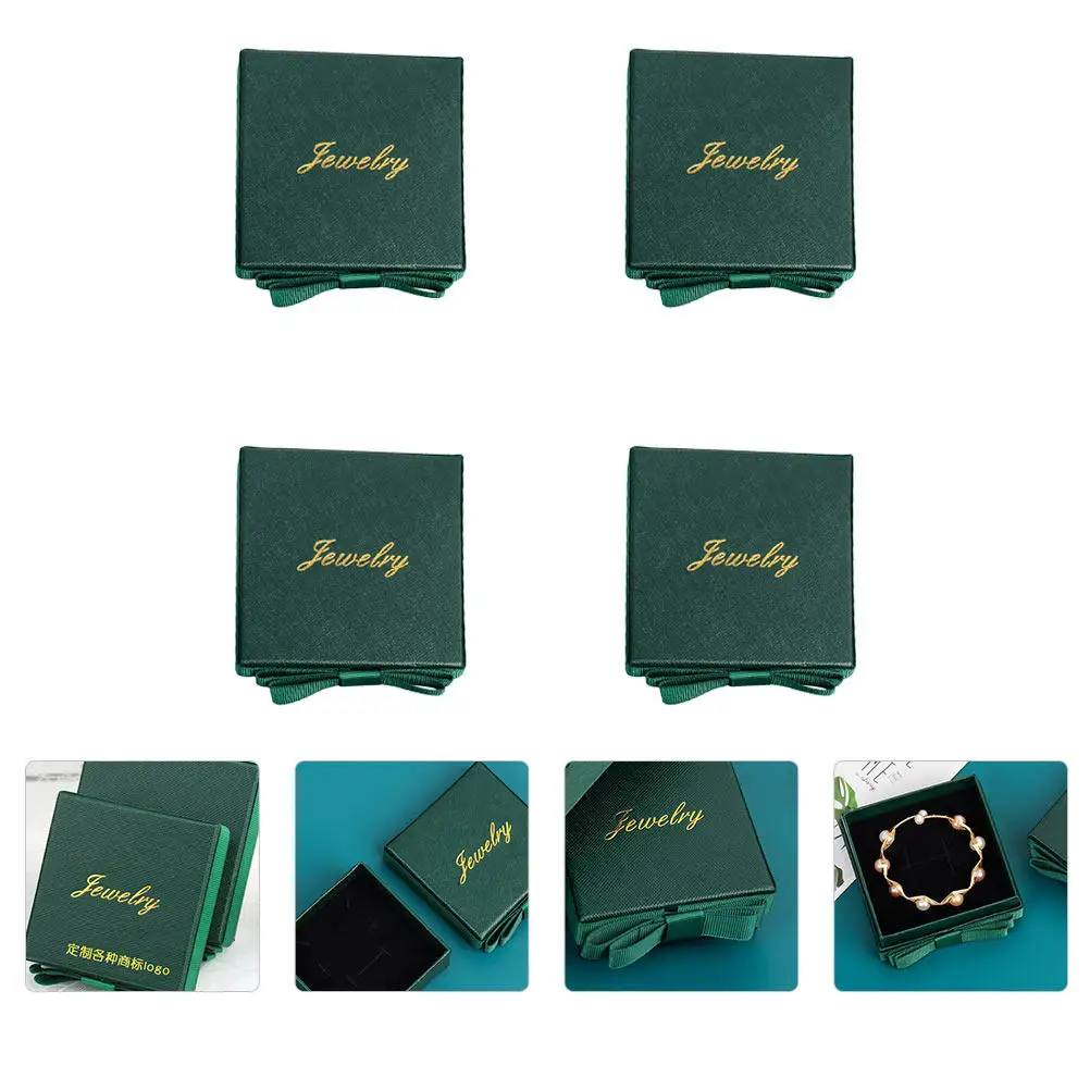 4Pcs Retro Dark Green Multi-Purpose Jewelry Storage Holders Elegant Compact Lightweight for Rings Necklaces Earrings Pendants