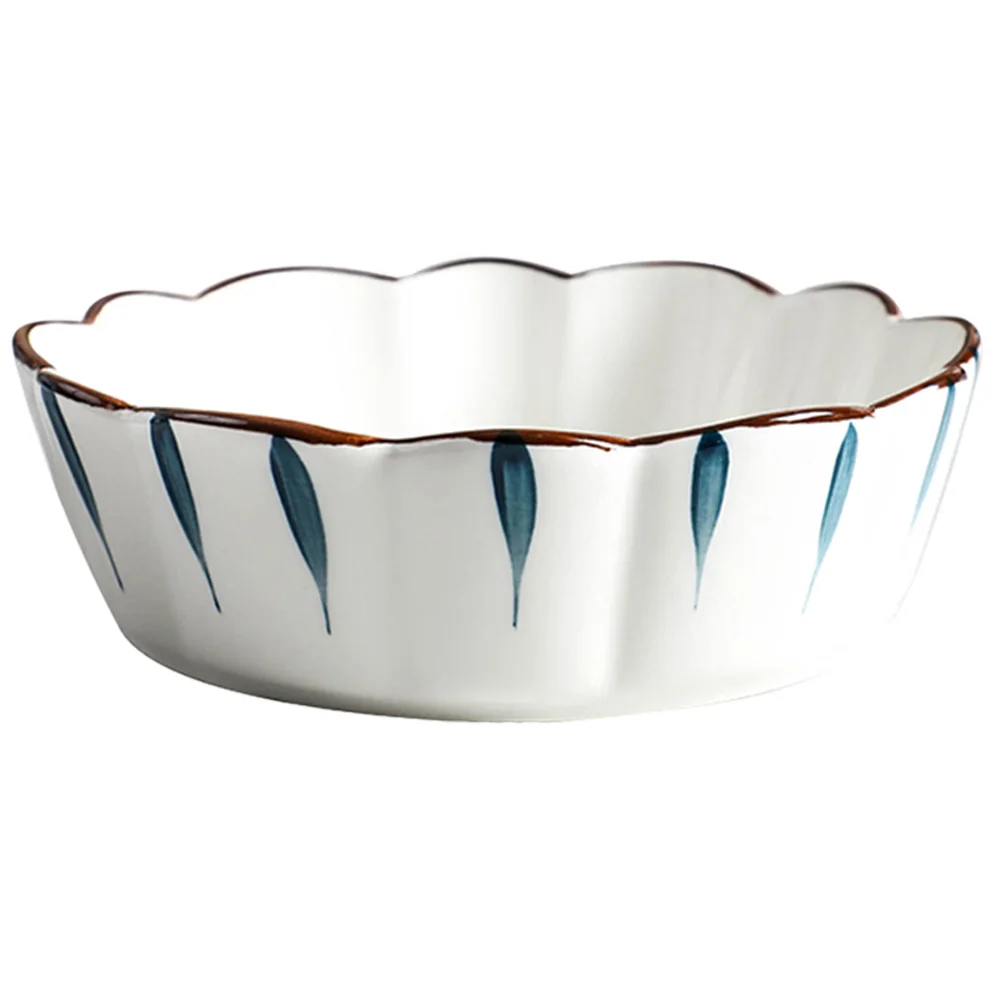 1Pcs 5 Inch Home Ceramic Dessert Bowl Chic Delicate Printing Design Multi Purpose Salad Rice Fruit Bowl Easy to Clean