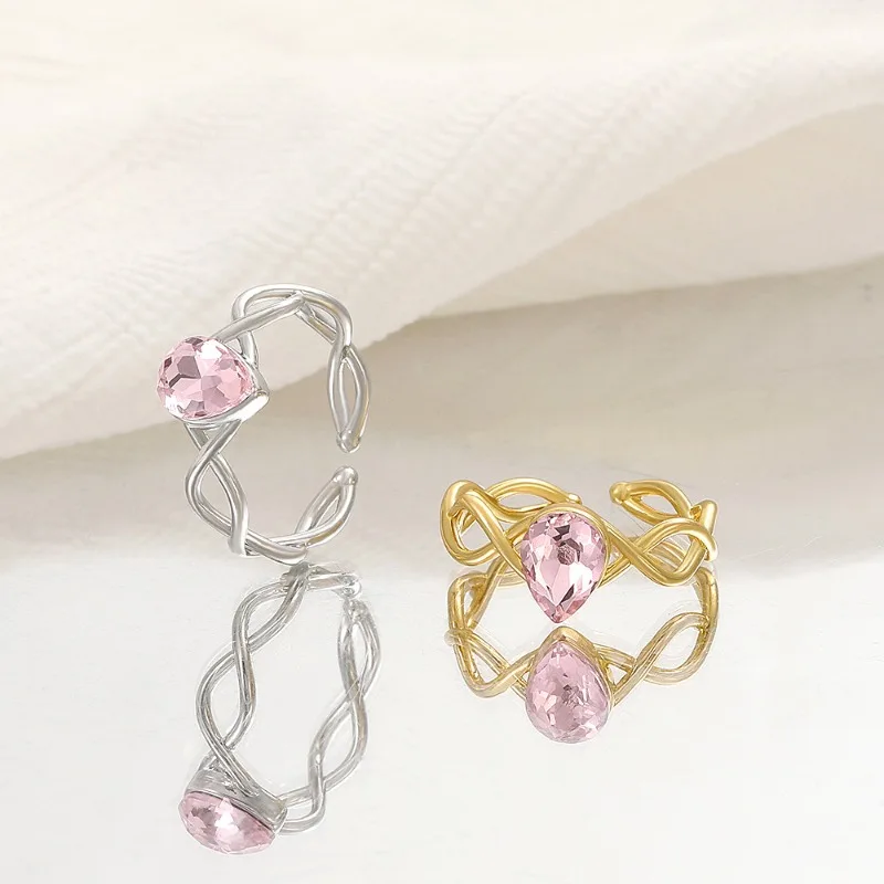 Anillo de cristal rosa de princesa, anillo del lago de los cisnes para mujer y niña, accesorios de joyería para fiesta y boda, anillos ajustables de circón de regalo