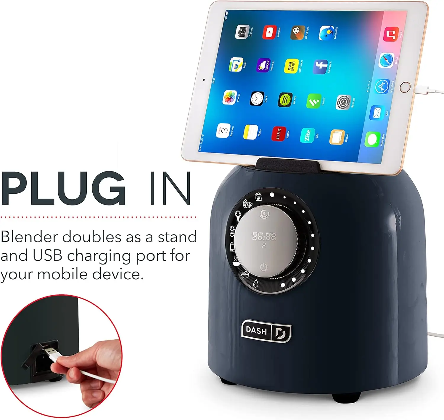 خلاط كونترتوب رقمي فاخر من سلسلة Chef سعة 64 أونصة، مع شفرات من الفولاذ المقاوم للصدأ وإبريق مزج تريتان وحامل لوحي وشحن USB