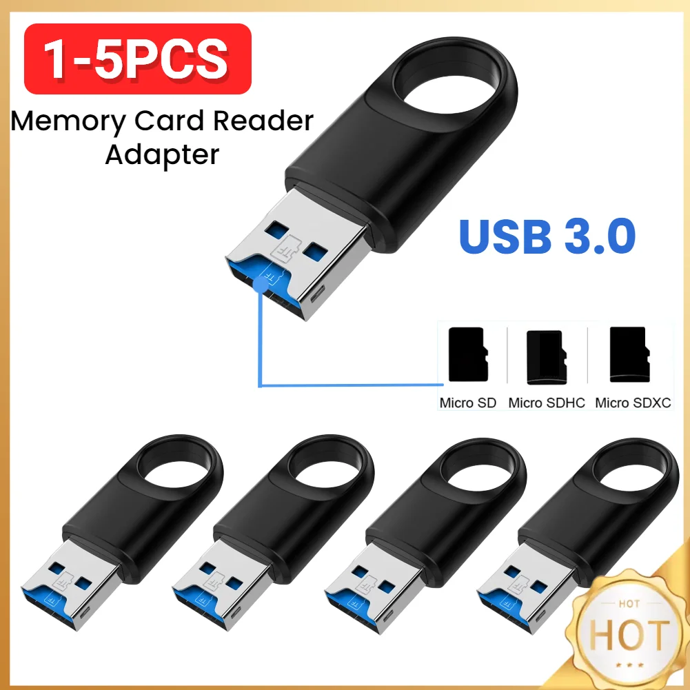 1-5PCS Memory Card Reader Adapter USB 3.0 High Speed Flash Memory Card Adapter Hub for TF SD PC Computer Laptop