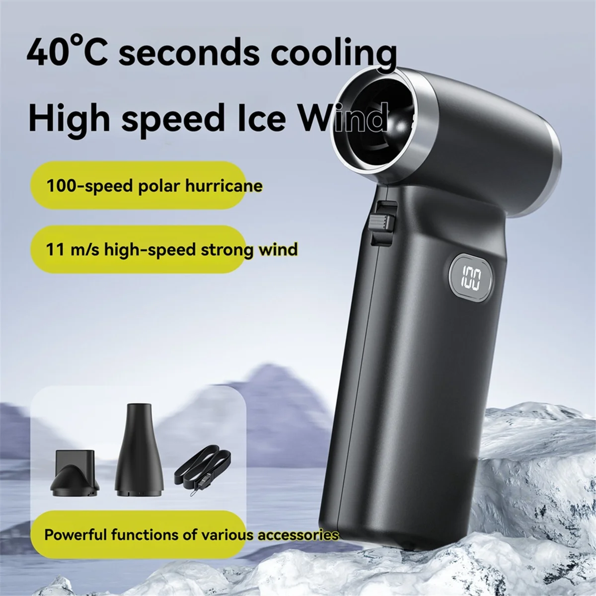 T36C Handventilator Desktopventilator 110000 RPM Oplaadbare Mini-kantoorventilator Gewelddadige ventilator 6000 mAh 100 windsnelheden Wit