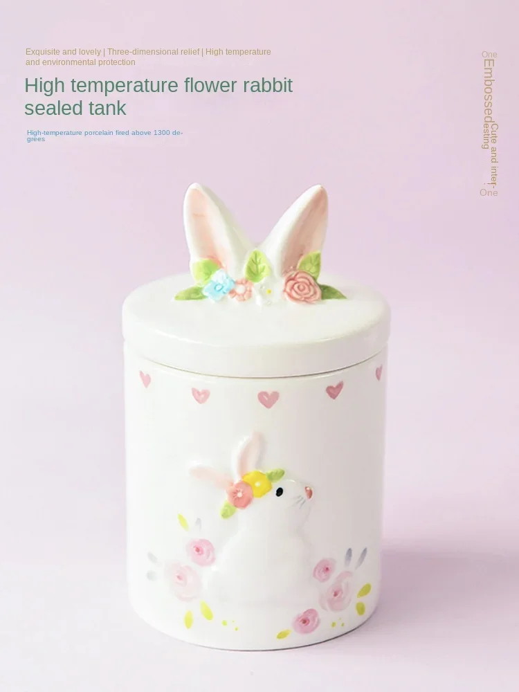 Rabbit's deceased ashes box, sacrificial paper burning, cute cat and dog ashes jar, sealed, moisture-proof, pet cremation