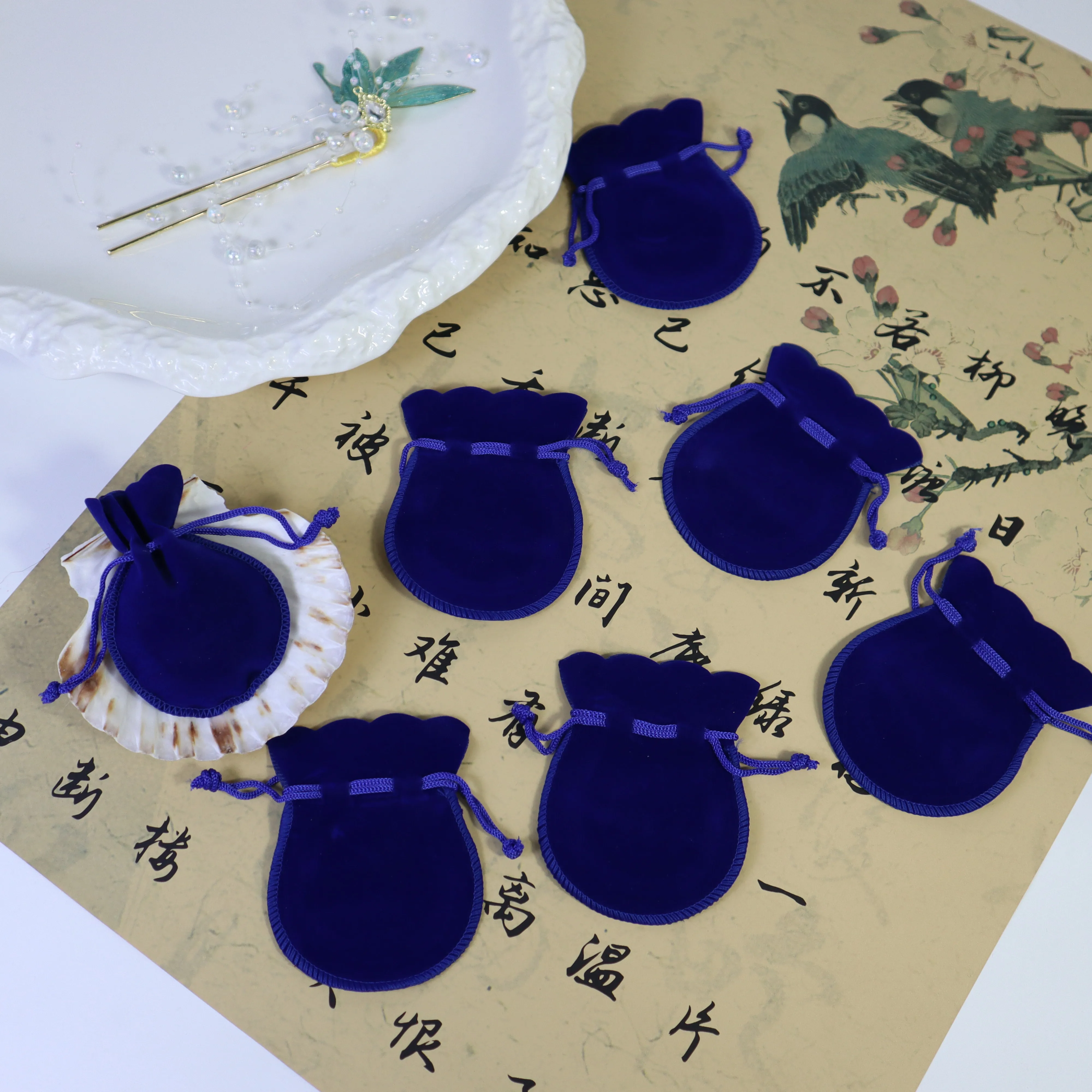 

10 шт., 7×9 см, бархатные мешочки королевского синего цвета с завязками, для ювелирных изделий, свадебные, рождественские, подарочные пакеты для хранения, подарочные пакеты на заказ