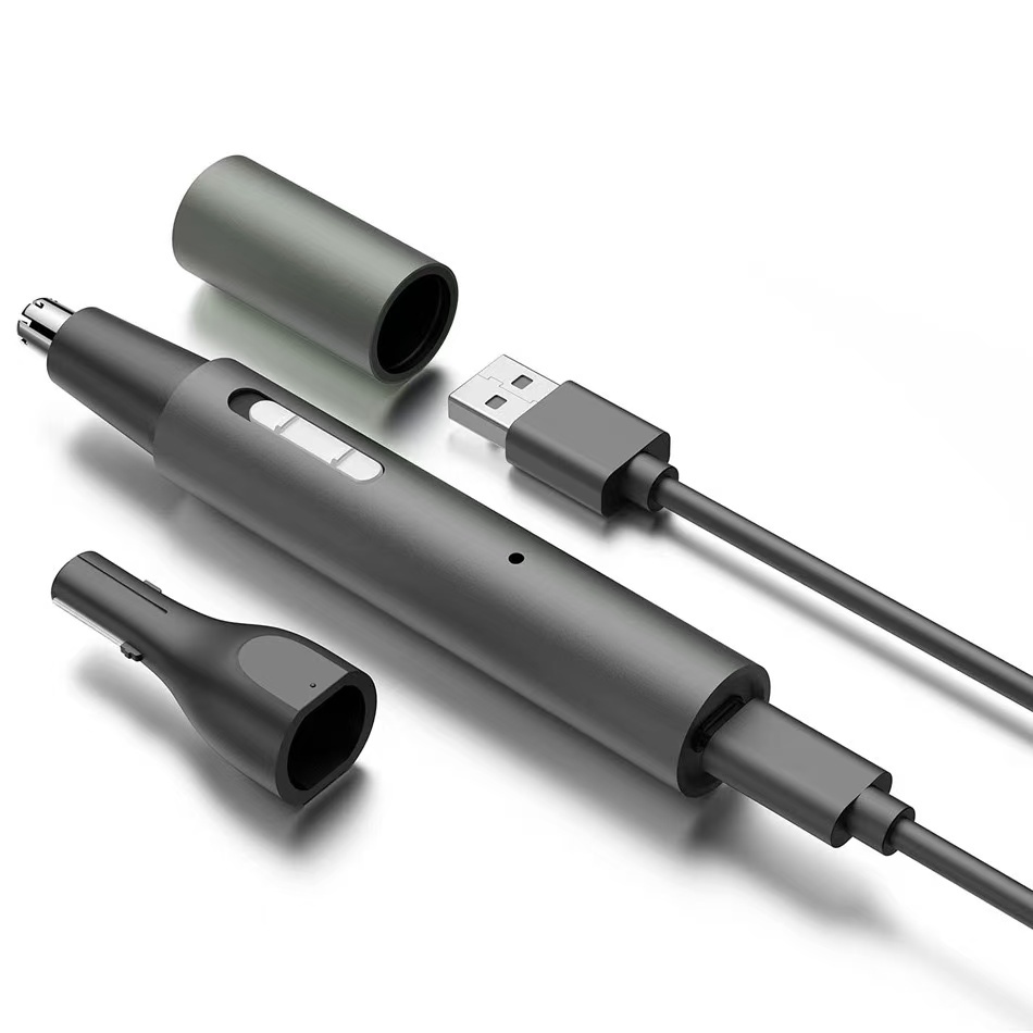  Three-in-One Electric Nose Hair Trimmer Aluminum Body USB Rechargeable Eyebrow Razor Portable Hair Remover for Cross-Border Use 