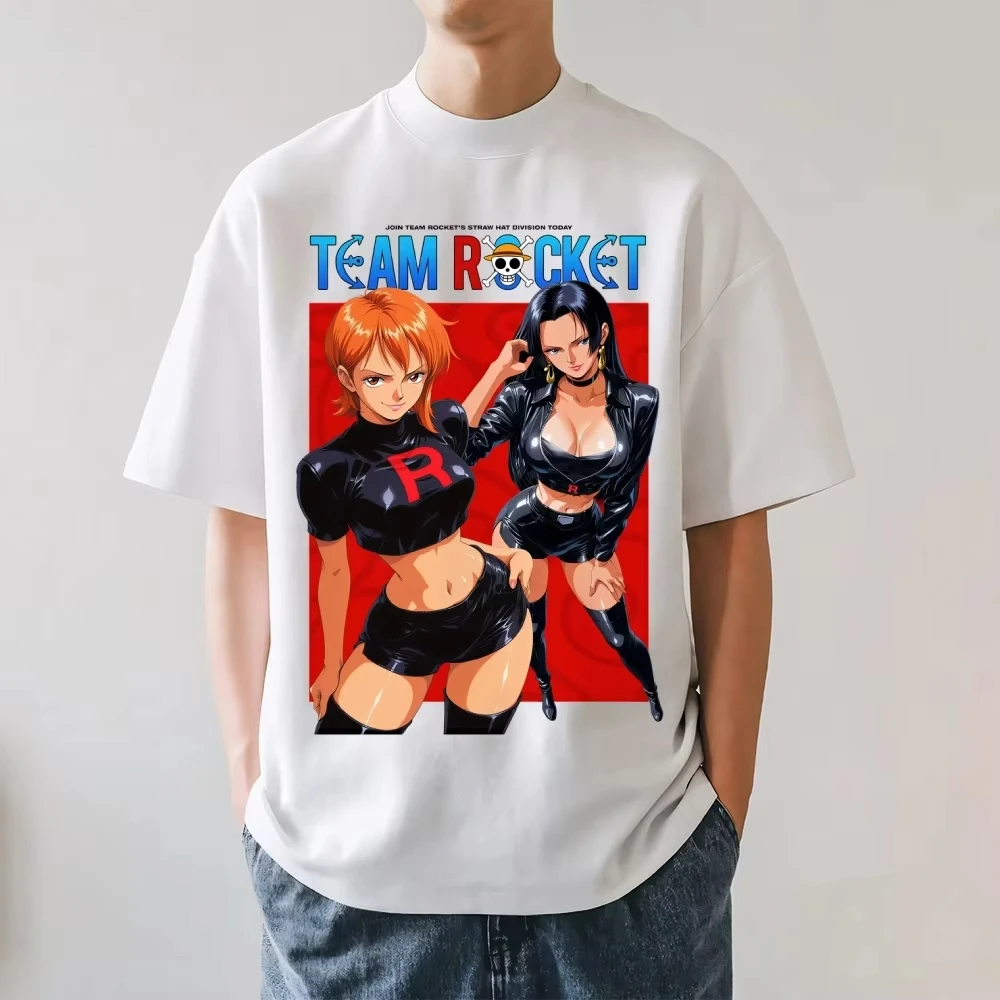 One Piece Nami Robin Team Anime Mashup Graphic Tshirt Unisex Streetwear Casual Cotton Oversized O-Neck Tee