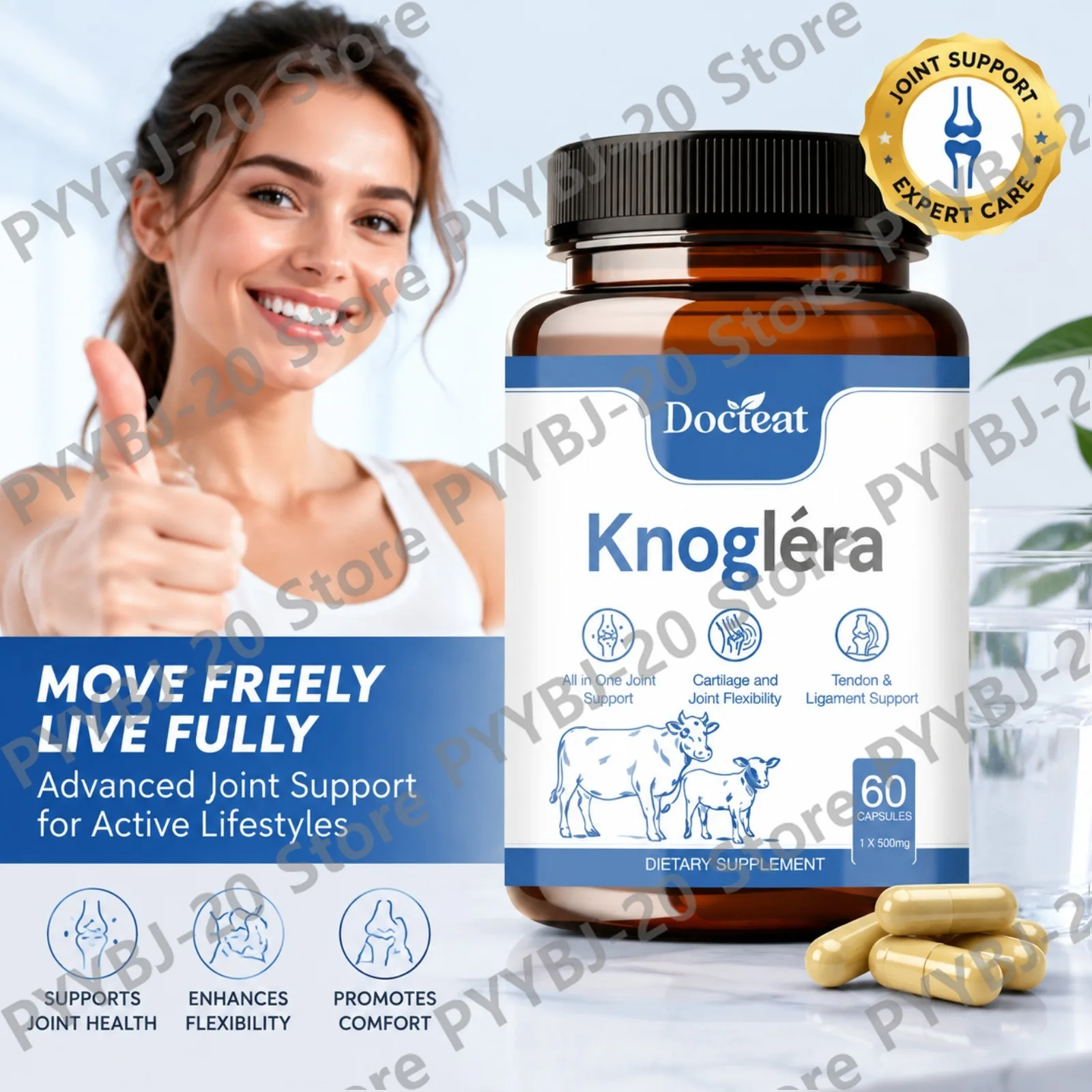 Docteat Joint & Skeletal Support Capsules - Daily Supplement for Flexibility Cartilage Tendon & Ligament Health 60 Capsules