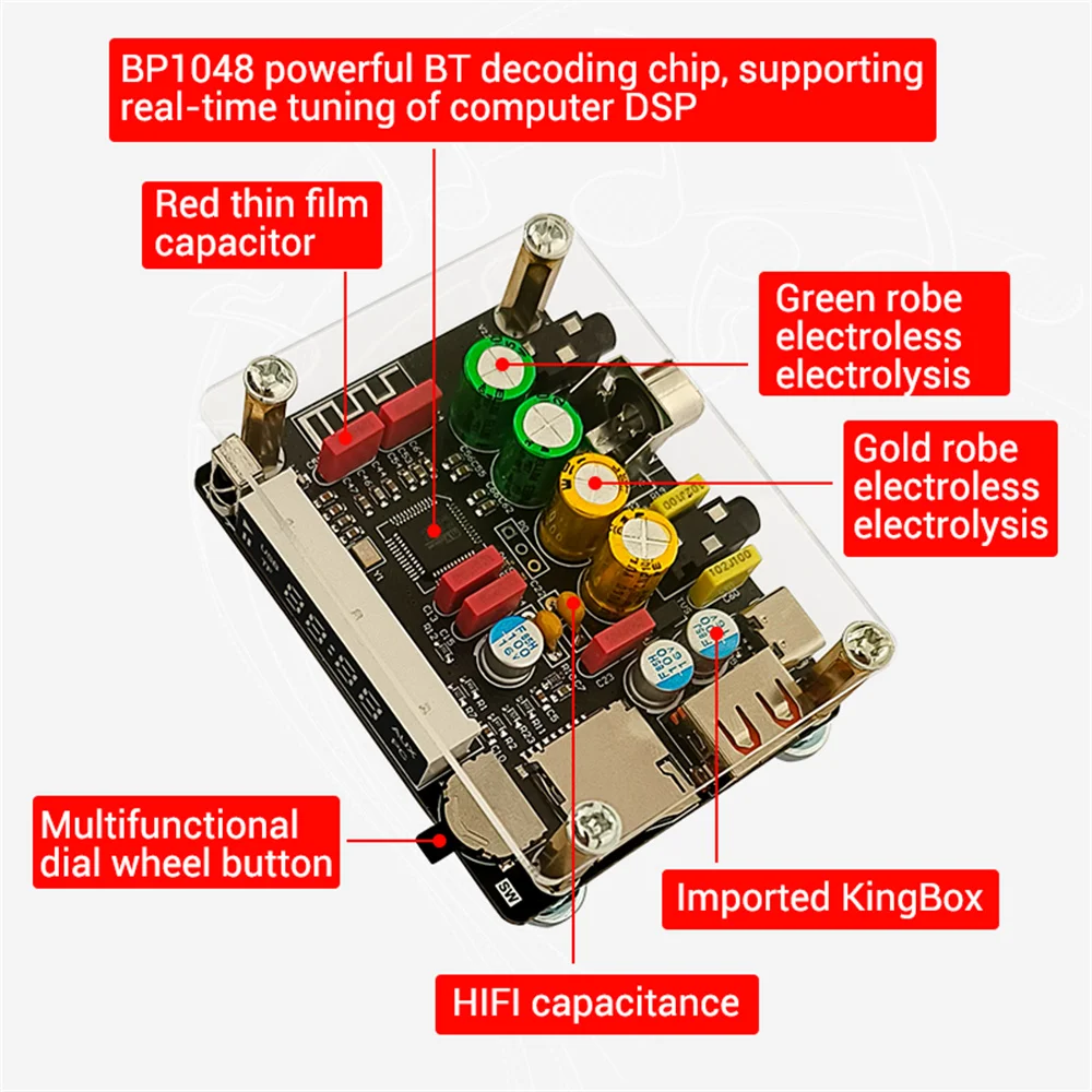 DAM K1 bezstratna gorączka Bluetooth USB karta dźwiękowa koncentryczna karta dekodująca TF wzmacniacz mocy front-end DSP tuning