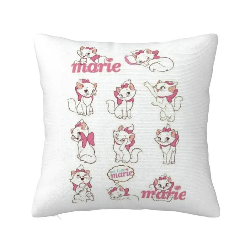 

Custom Anime Cushion Cover Marie Cat Collage Soft Cute Throw Pillow Case