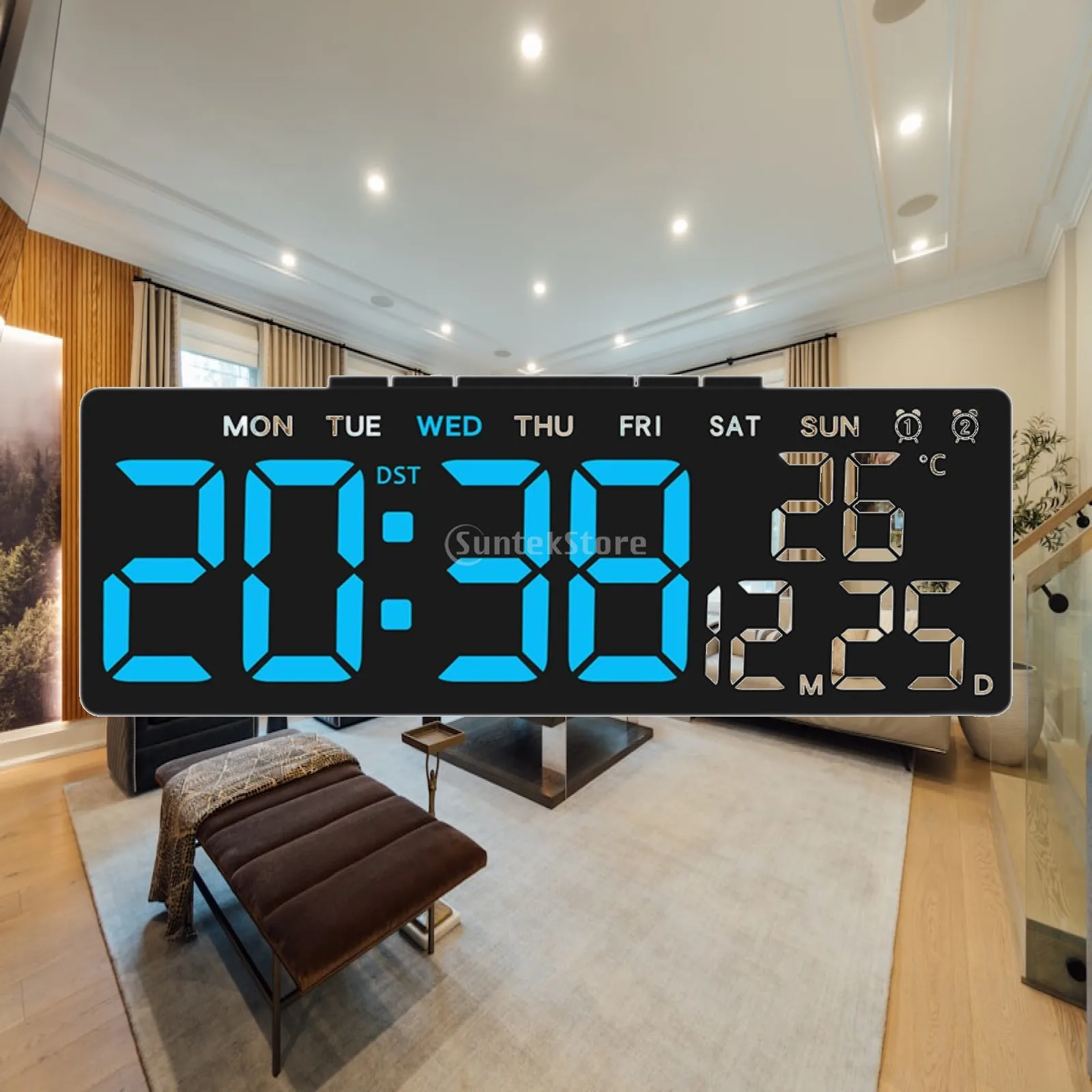 Multifunctional Digital Clock for Home with Week Date Display Count Up Down and USB Output Port