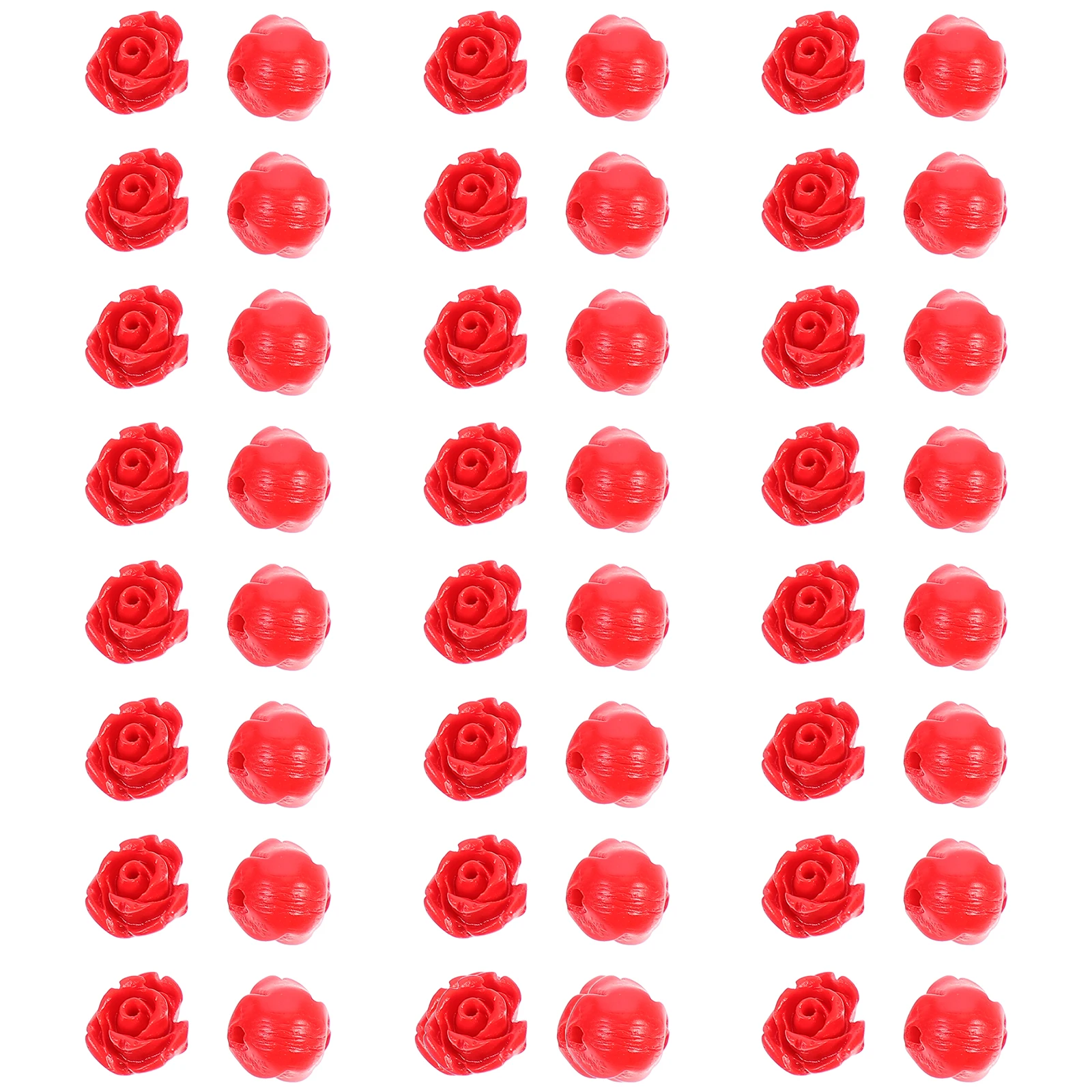 

50Pcs Delicate Red Rose Loose Beads Resin Spacer Jewelry Accessories for DIY Bracelet Necklace Craft Making Loose Beads