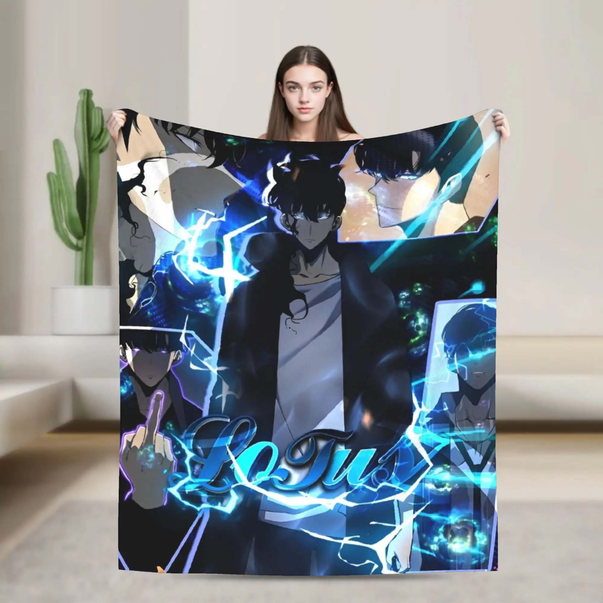 Anime Solo Levelings Blankets Flannel Textile Decor  Multi-function Super Warm Throw Blanket for Bedding Office Plush Thin Quilt