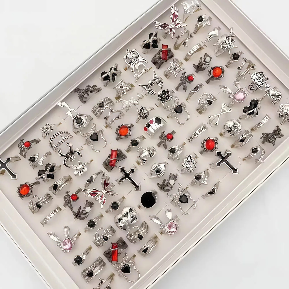 10/20/30/قطعة/الوحدة موضة سحر ريترو الشرير الصليب الشيطان العين خواتم للرجال النساء مزيج نمط الهيب هوب مجوهرات اكسسوارات هدية حفلة