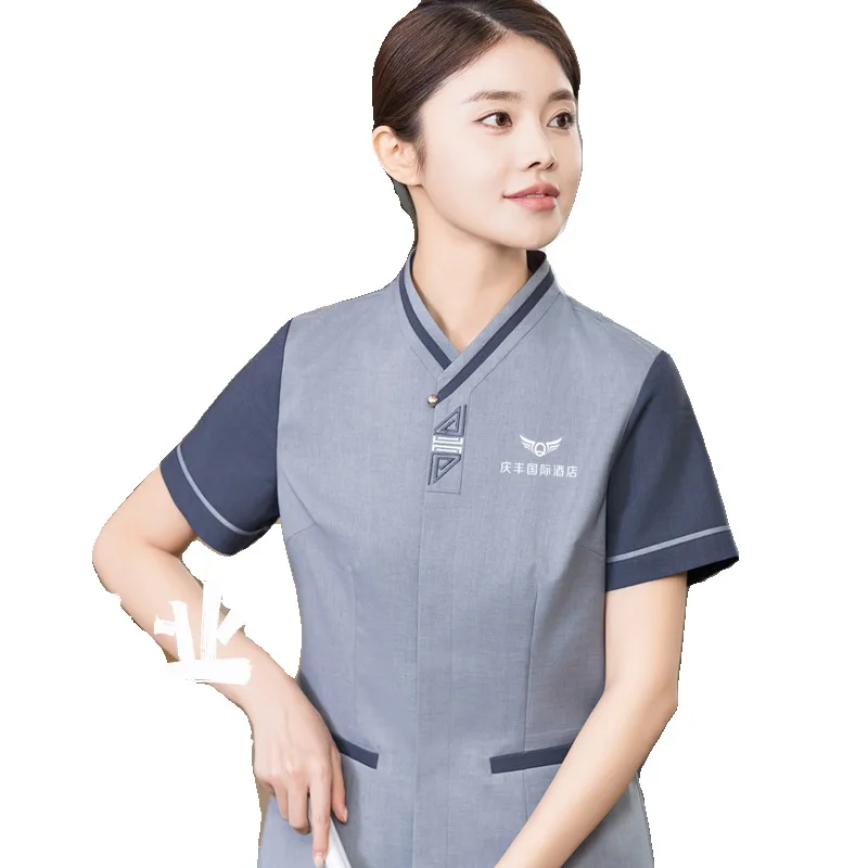 Hotel RoomsPAShort Sleeve Cleaning Work Uniform Set for Property Management, Hotel, Hospital, Sanitation Aunt Summer Cleaning Se