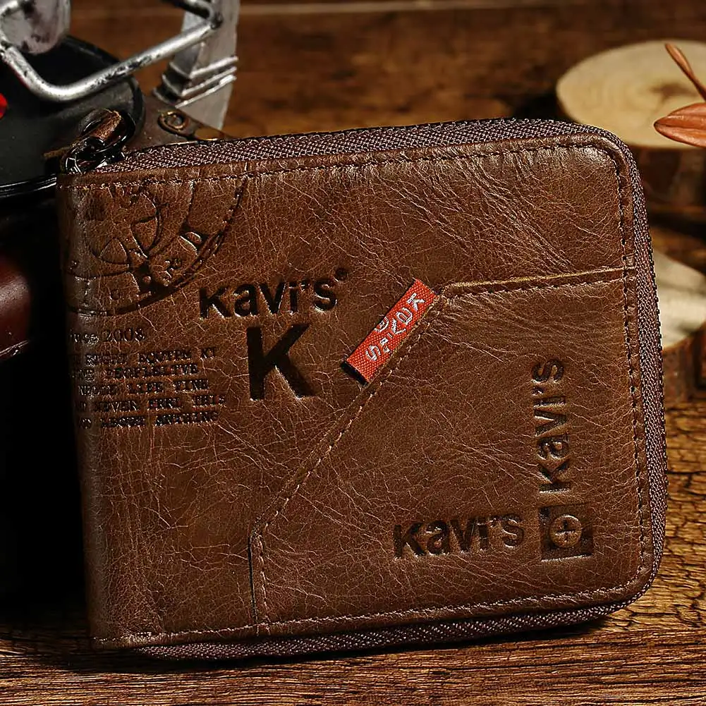 Genuine Leather Wallet For Men Short Casual Carteras Male Card Holder Billetera Hombre Luxury Small Zipper Coins Pocket Clutch