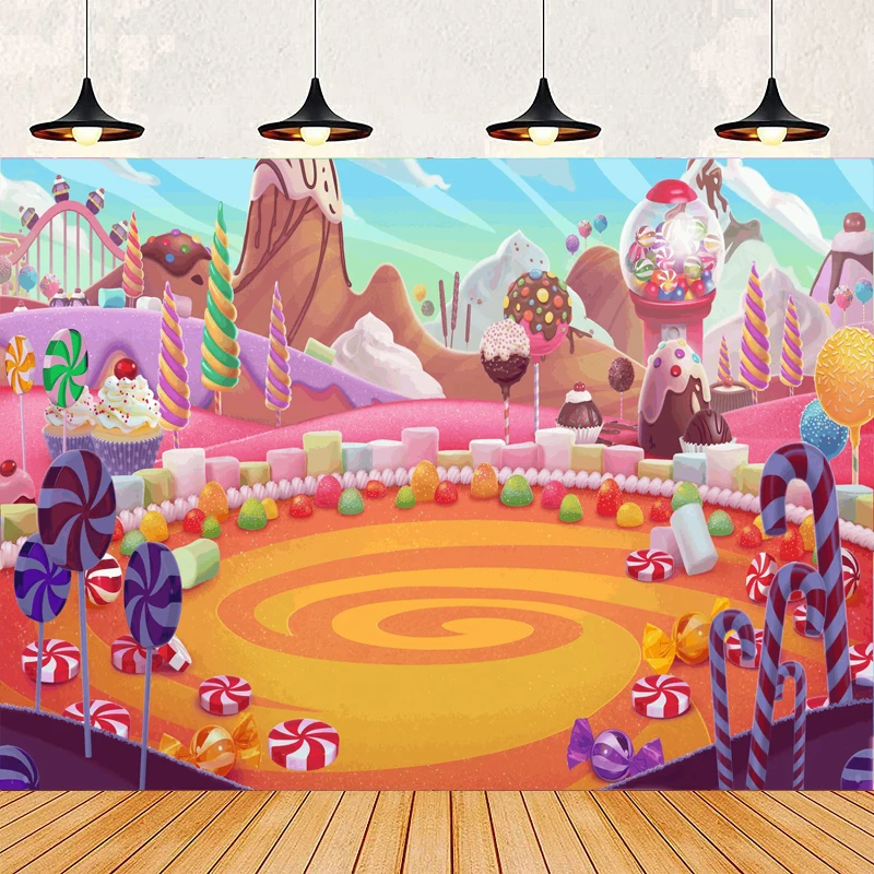 آيس كريم شوب خلفية للتصوير الفوتوغرافي متجر الحلوى الحلو الآيس كريم مصاصة الشوكولاته شوب خلفية الفتيات حفلة عيد ميلاد سعيد