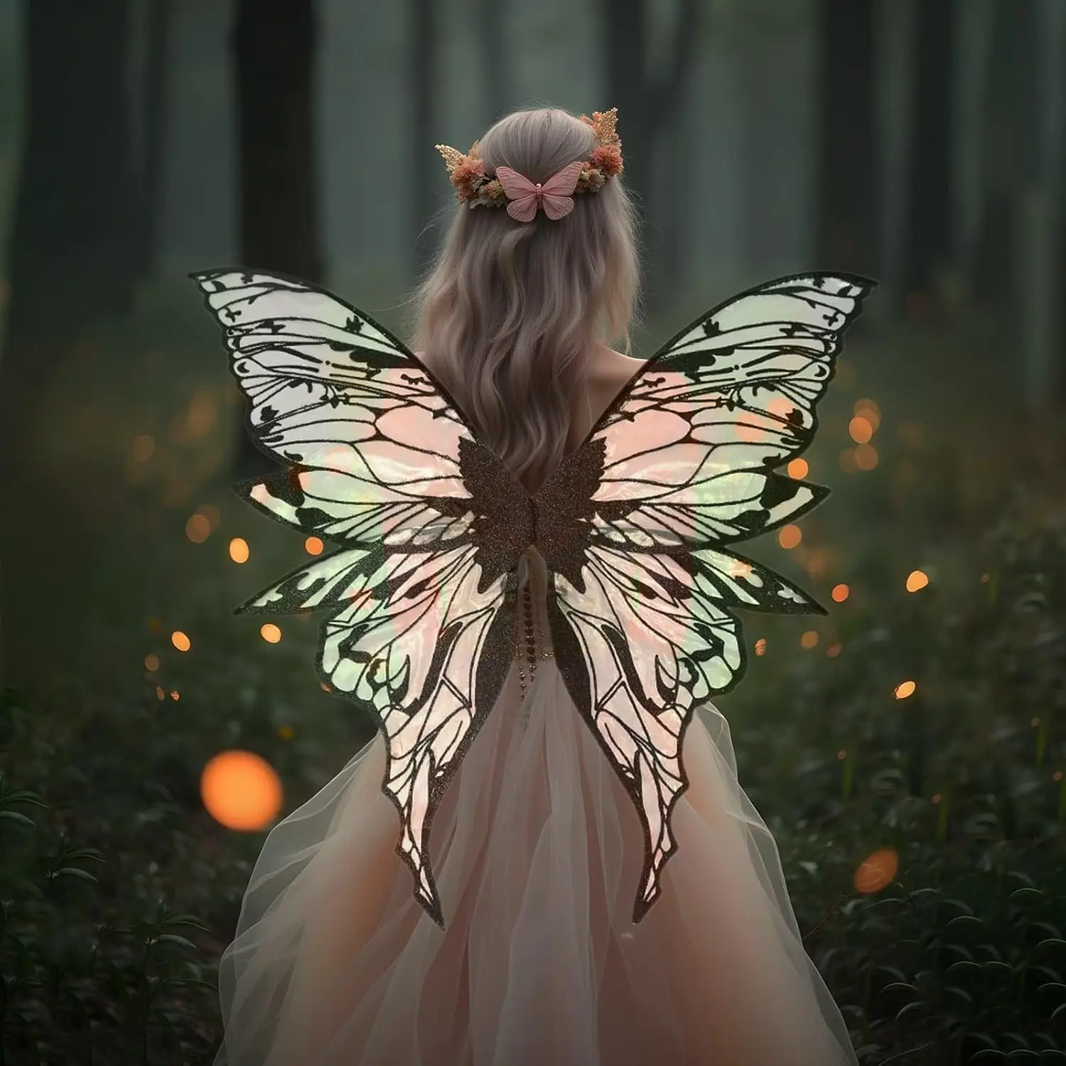 

Крылья феи для взрослых женщин, крылья бабочки 31,5 x 29 дюймов, крылья костюма из органзы для вечеринки на Хэллоуин