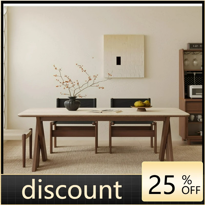 

LTT square table solid wood rock slab small apartment dining table medium antique dining table and chair combination