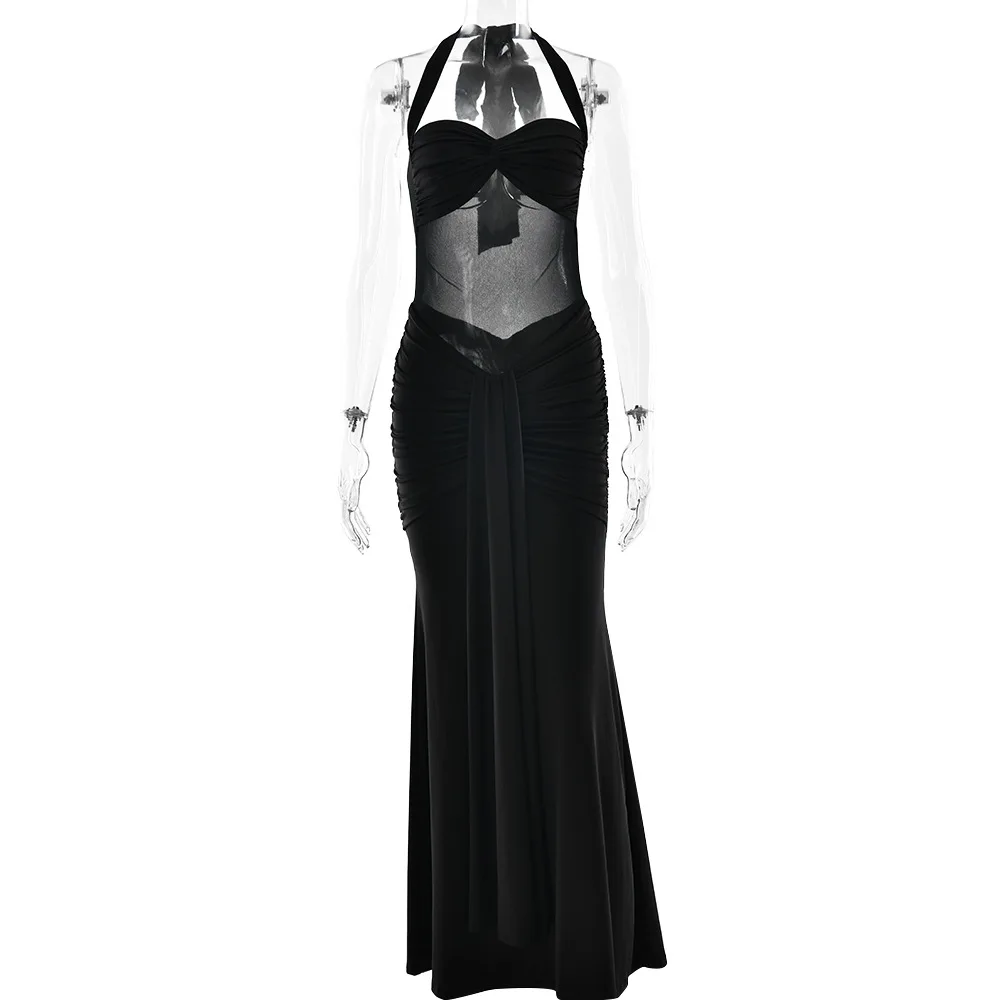 Ele مطوي طويل الدكتور Faionable مثير بال المرأة عالية الخصر محبوك الصيف ثوب Thiened Svel issa Mo