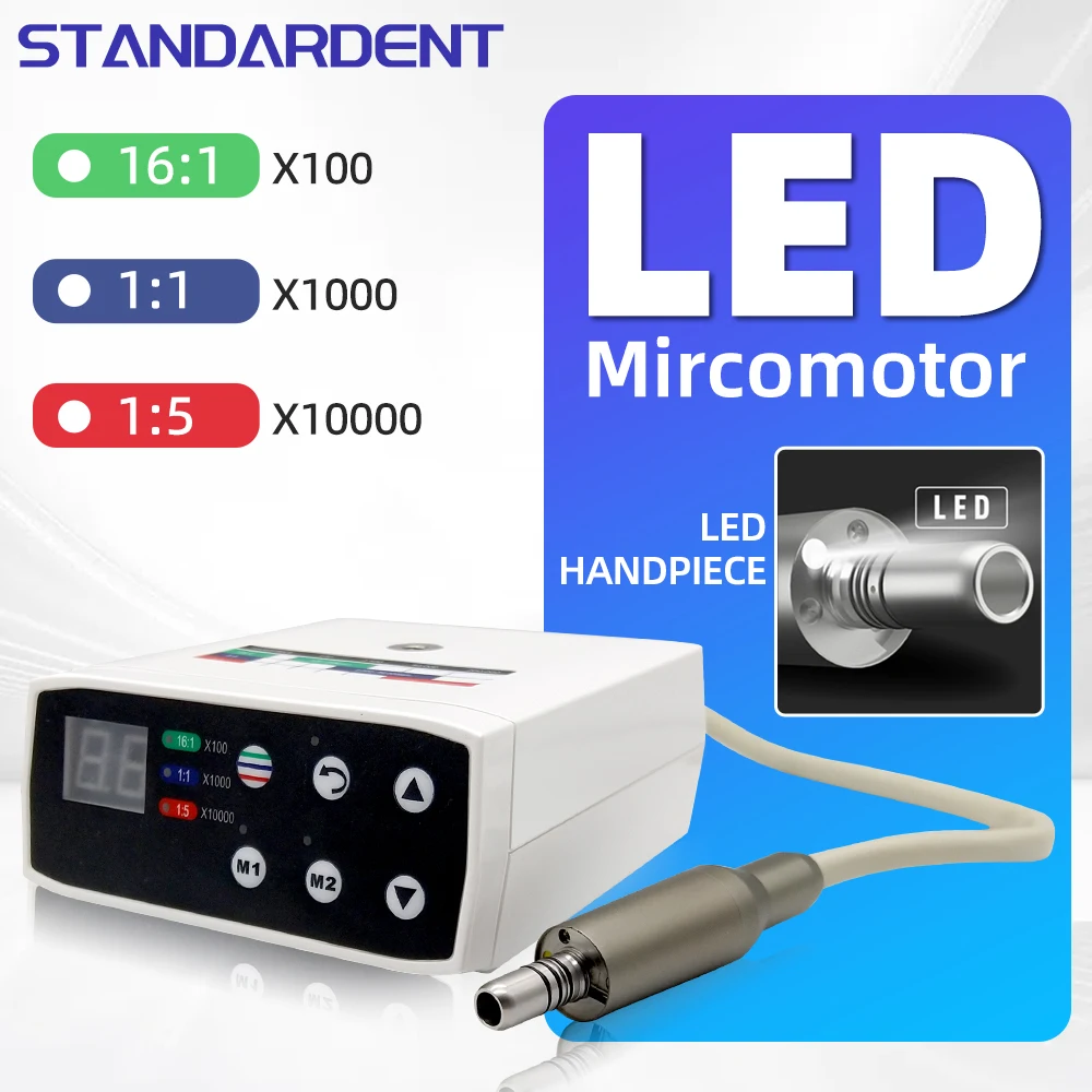 

Dental LED Mircomotor Brushless Electric Motor With Fiber Optic Straight Contra Angle Handpiece Polishing Drilling