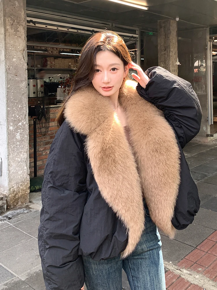 New Fashion Winter Natural Fox Fur Coat Goose Down Jacket Luxury Puffer Jackets Women Parkas Clothing Hot Sale