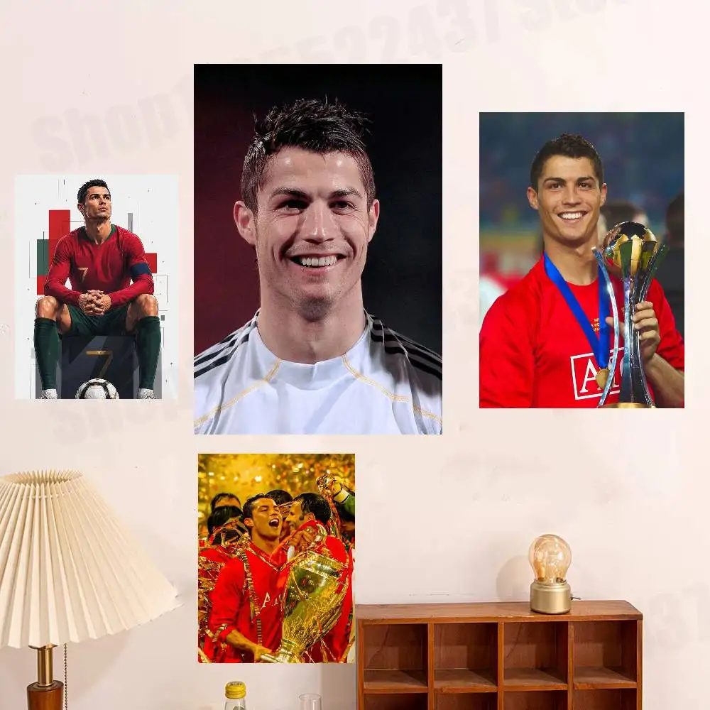 

Hot Football King R-Ronaldo Vintage Retro Poster Sticker Classic Art Painting for Home Bedroom Cafe Office Wall Decor