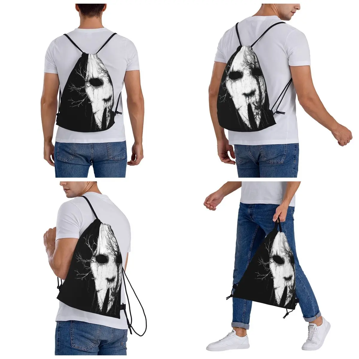 Scary Face. Artistic Horror Backpacks Casual Drawstring Bags Sports Bag Book Bags for Man Woman School
