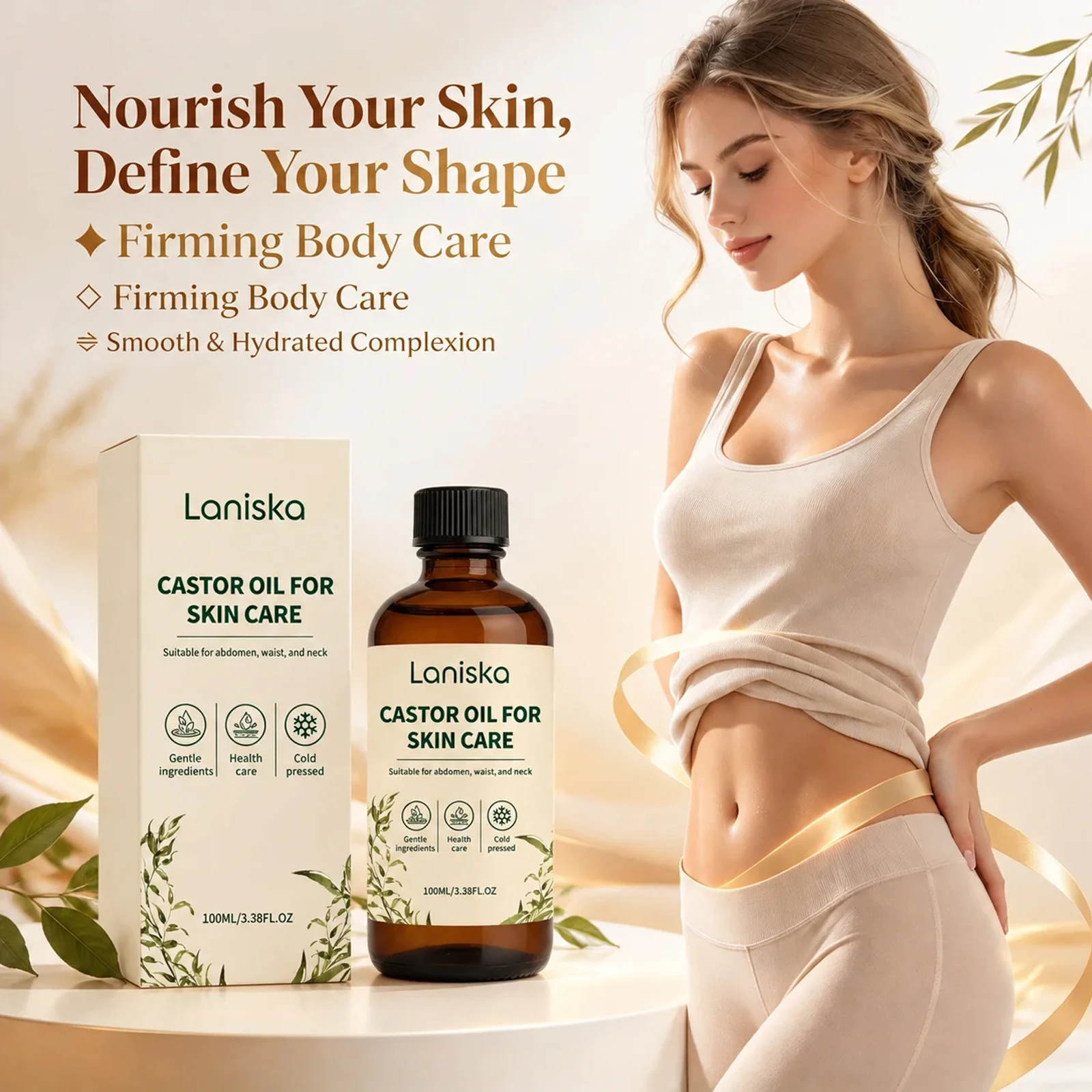 Organic Castor Body Oil Long Lasting Hydration Brighten Skin Tone Improve Dry Skin Non Greasy Easy Absorb Body Skin Care 100ml