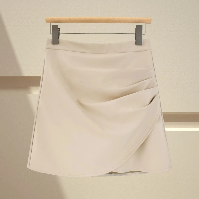 Street Casual High Waist Pleated A-line Skirt Spring Summer New Solid Simplicity Trend Half Skirt Vintage Fashion Women Clothing - Image 2