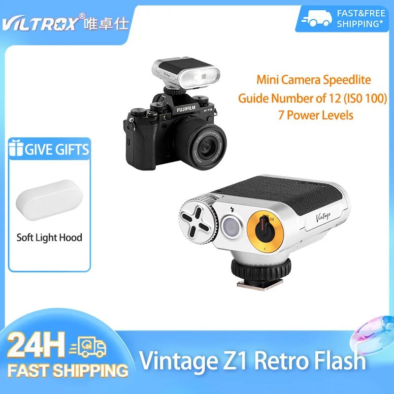 

Viltrox Vintage Z1 Flash Camera Retro Mini Speedlight Flashs GN12 Fill Light On-camera for Canon Nikon Sony fujifilm DSLR Camera