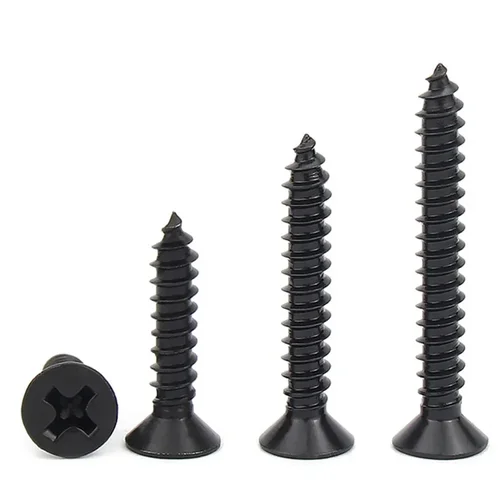 Imagen 2 del producto 100 Uds M1 M1.2 M1.4 M1.5 M2 M2.6 M3 M3.5 M4 M5 tornillo autorroscante de cabeza plana avellanada cruzada acero al carbono Phillips negro