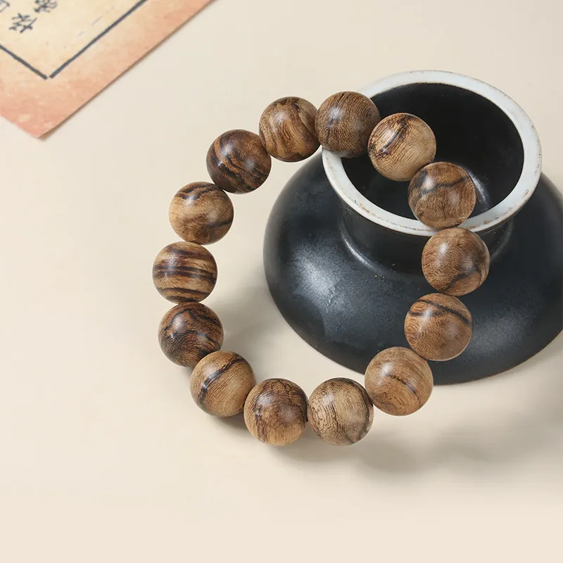 Dalakan Agarwood Bracelets Tiger Pattern Beaded Buddhist Prayer Beads Couples Jewelry Gifts