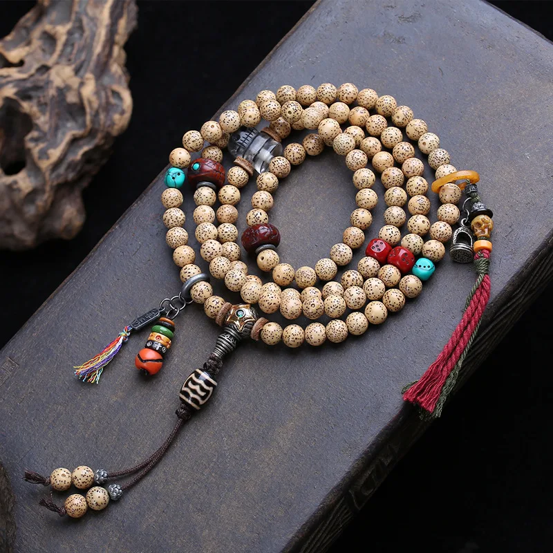 Necklace Bracelet Natural And Moon Bodhi 108 Beads Mani Stack Side Hanging Large Bird Dzi Bead