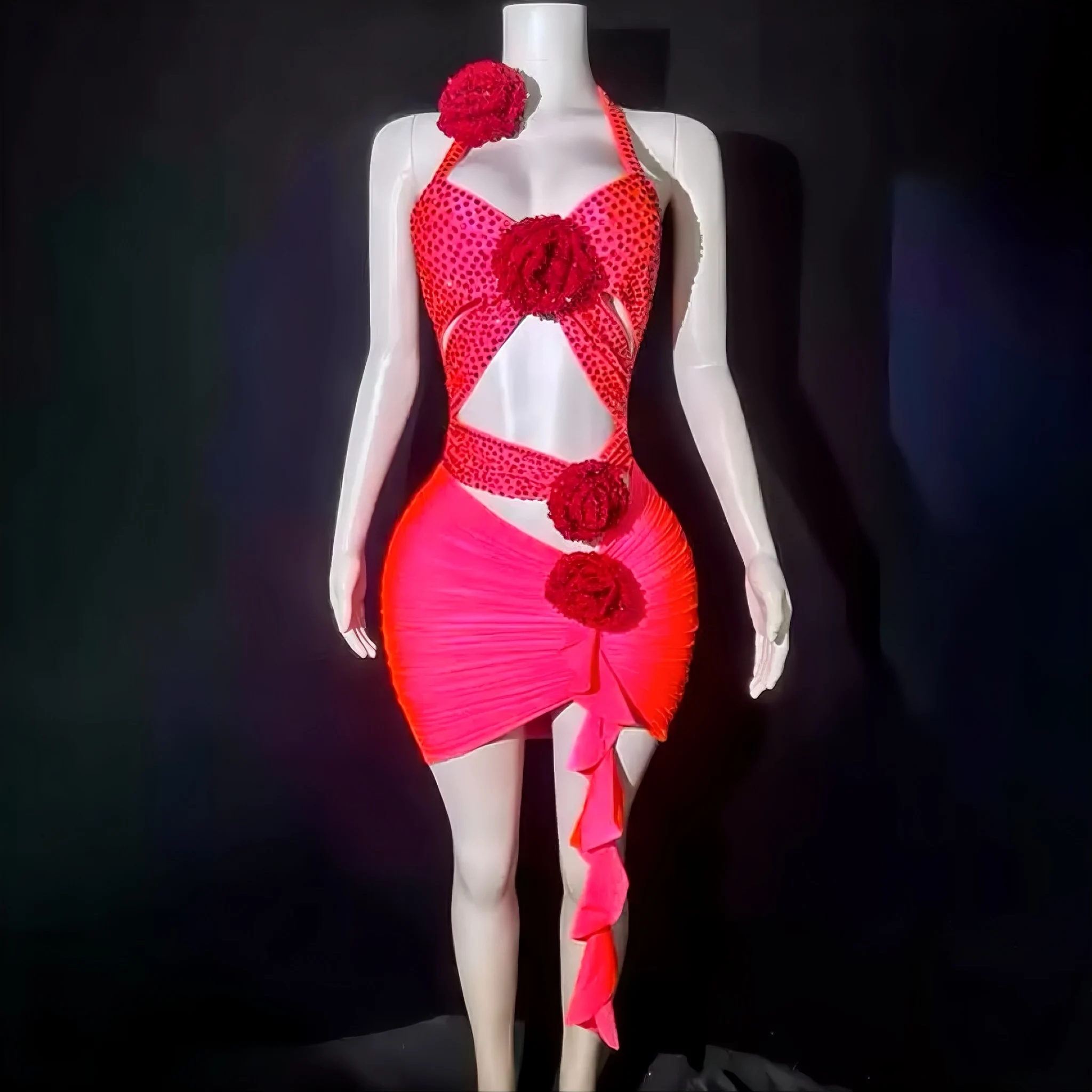 

Sexy Sheath Dress Nightclub Bar Performance Custome Singer Dancer Stage Wear Birthday Evening Party Dress