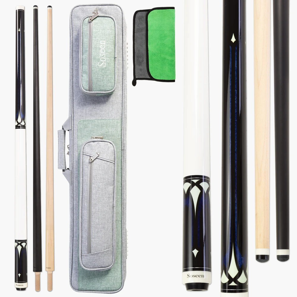 Billiards Cue Case Set 11 MM Tip Size Double Shafts Carbon Fiber/Marble Shaft Carom Cue Stick With 8 Holes Pool Cue Case