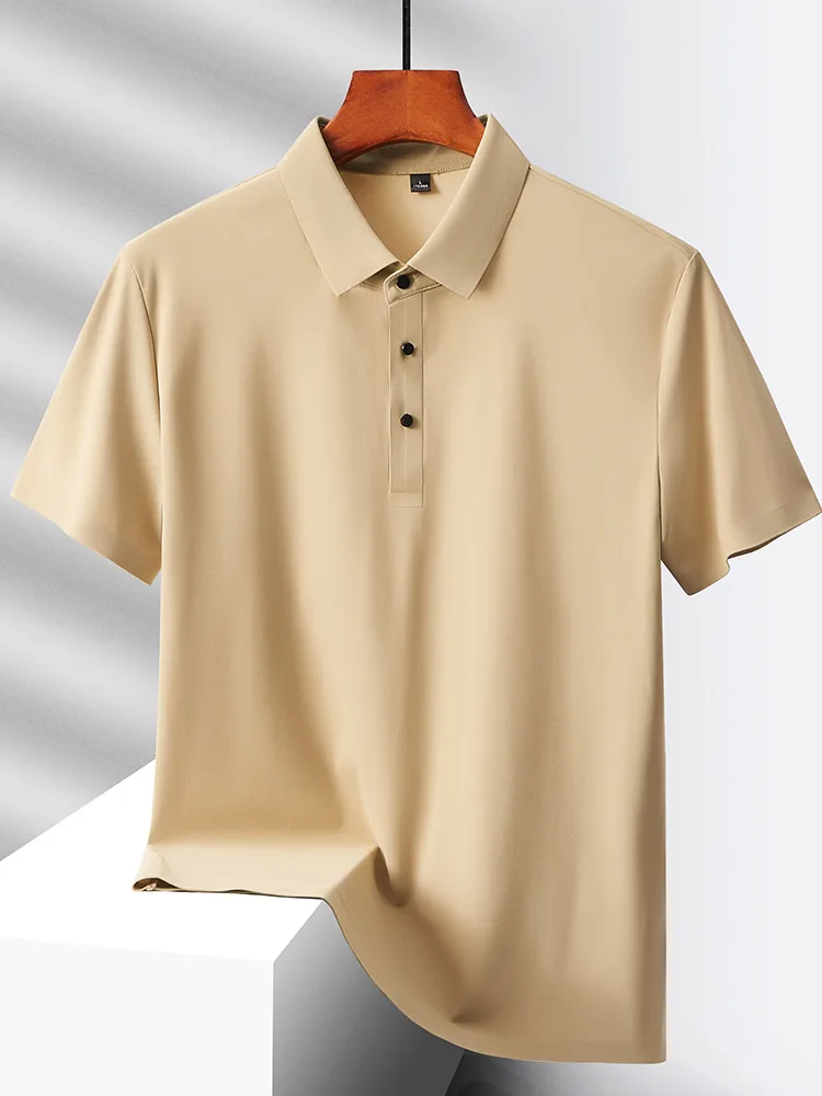 Selected popular nylon fabric, dad's summer clothing, middle-aged men's short sleeved T-shirt, summer ice silk quick drying, mid