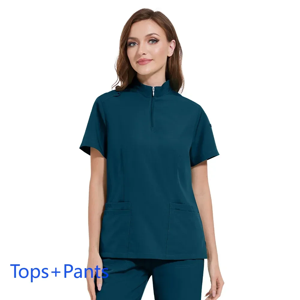 Uniformi mediche Infermiera Salone di bellezza Abbigliamento da lavoro Clinico Unisex Top Pantaloni Dottore Tuta infermieristica Uniformi chirurgiche Negozio di animali ScrubsSet