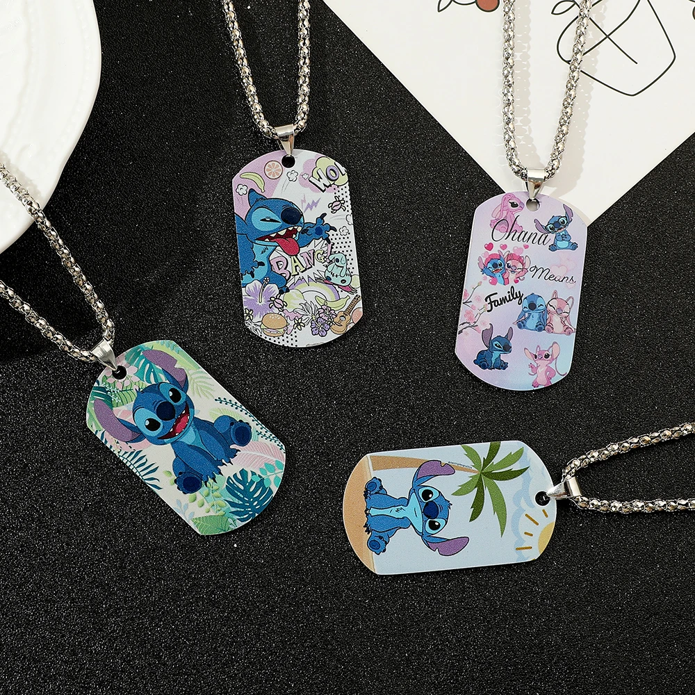 Disney Cartoon Anime Stitch Necklace Fashion Stainless Steels Backpack Travel Accessories Cute Stitch DIY Pendant Necklace Gifts