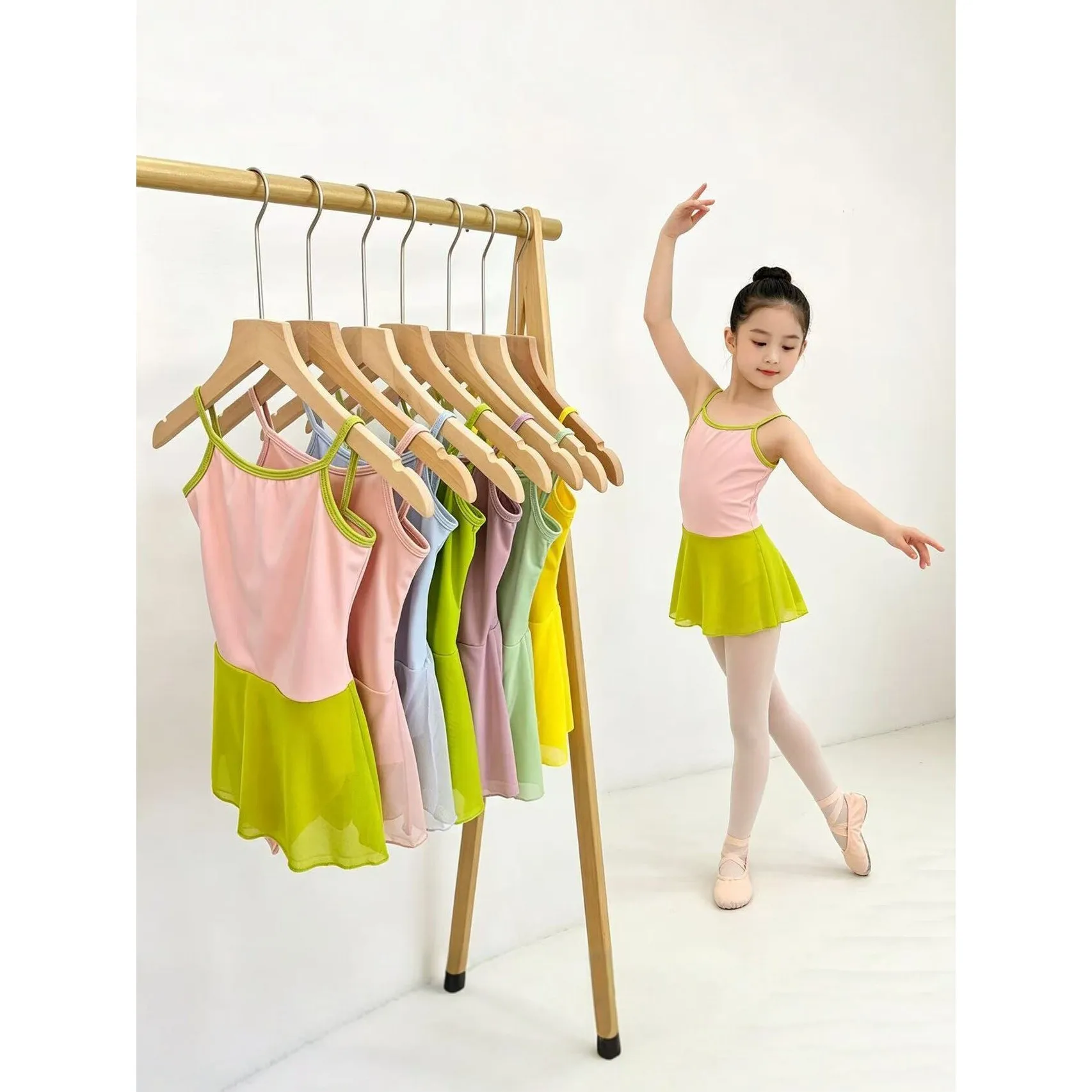 Traje de Dança Infantil para Meninas, Saia de Balé em Tule, Uniforme de Prática de Verão, Fantasia Sem Alças, Vestido Modelad...