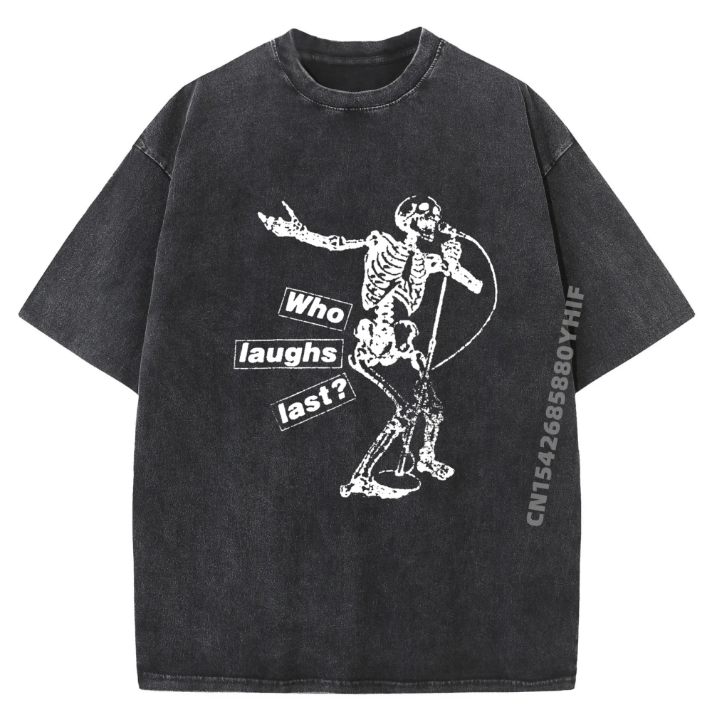 

Who Laughs Last Graphic T Shirts Mens Trendy Washed T-Shirt Men Oversized Summer Casual Breathable Top