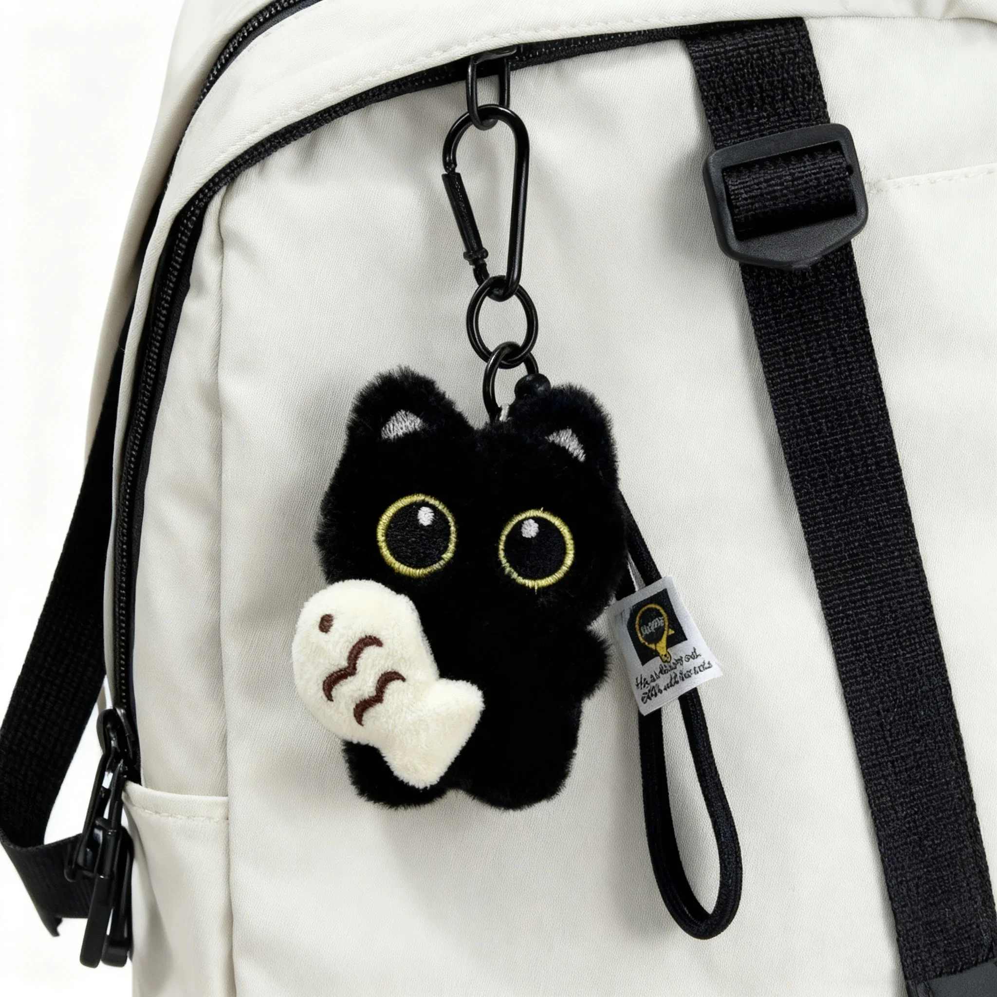 Cool Plush Black Cat Doll Toy Keychain Kawaii Bag Pendant Charms Car Keyring Accessory Gift for Women And Couples