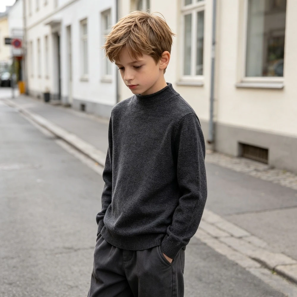 Kids Mock Neck Knit Top Class A Casual Pullover Boys Girls Warm Fall Winter Base Layer Sweater 4-12 Years Knitwear Child Clothes
