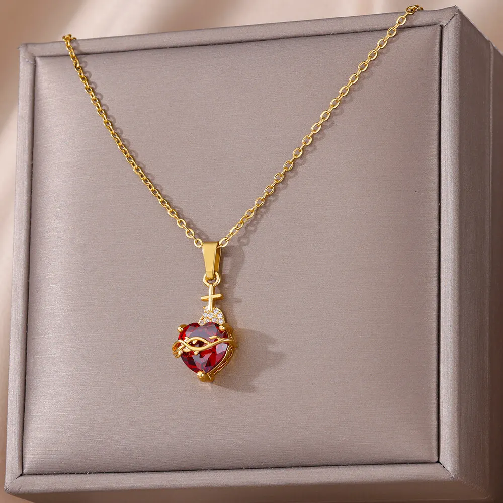316L Stainless Steel Multilayer Heart Necklace For Women Girls Goth Gold Color Clavicle Chain Charm Choker Jewelry Birthday Gift