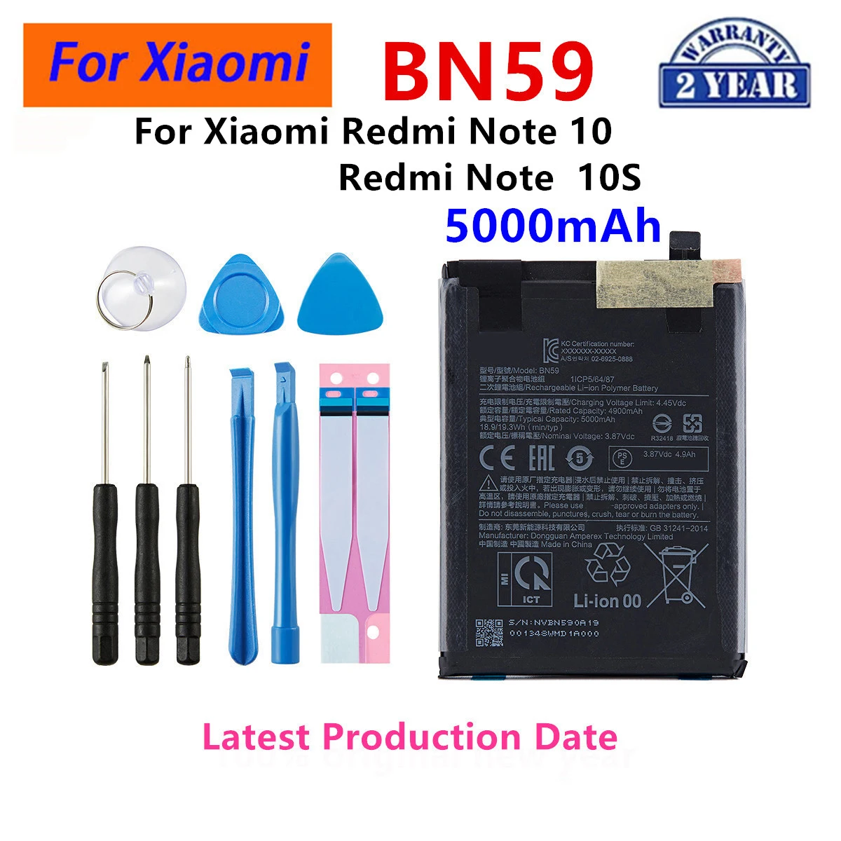 Brand New BN59 5000mAh Battery For Xiaomi  Redmi Note 10 / 10S / Note 10 Pro 10pro  Phone Replacement Batteries+tools