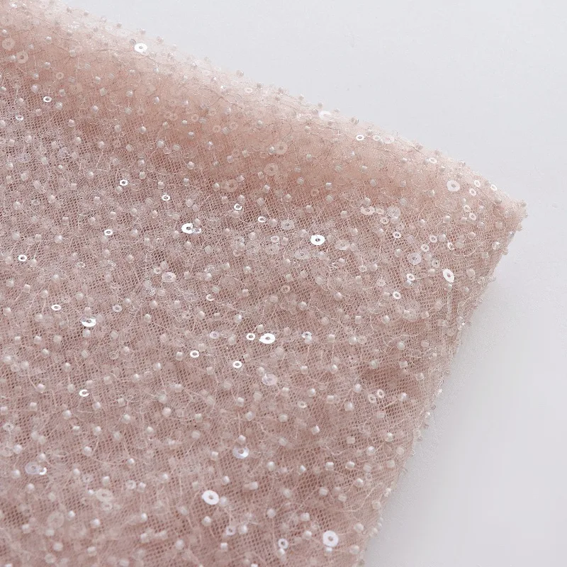 New Luxury Beaded Sequins, Embroidered Lace Fabric, Women's Dress, Wedding Dress, Custom Accessories, Handmade DIY Decoration