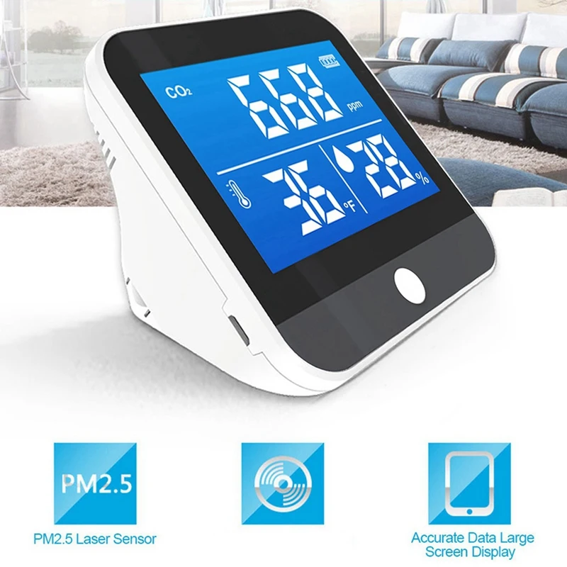 Monitor Portátil de Qualidade do Ar, Temperatura e Umidade, NDIR Infravermelho CO2 Detector, Detecção de CO2 Interior, TTKK, 2X