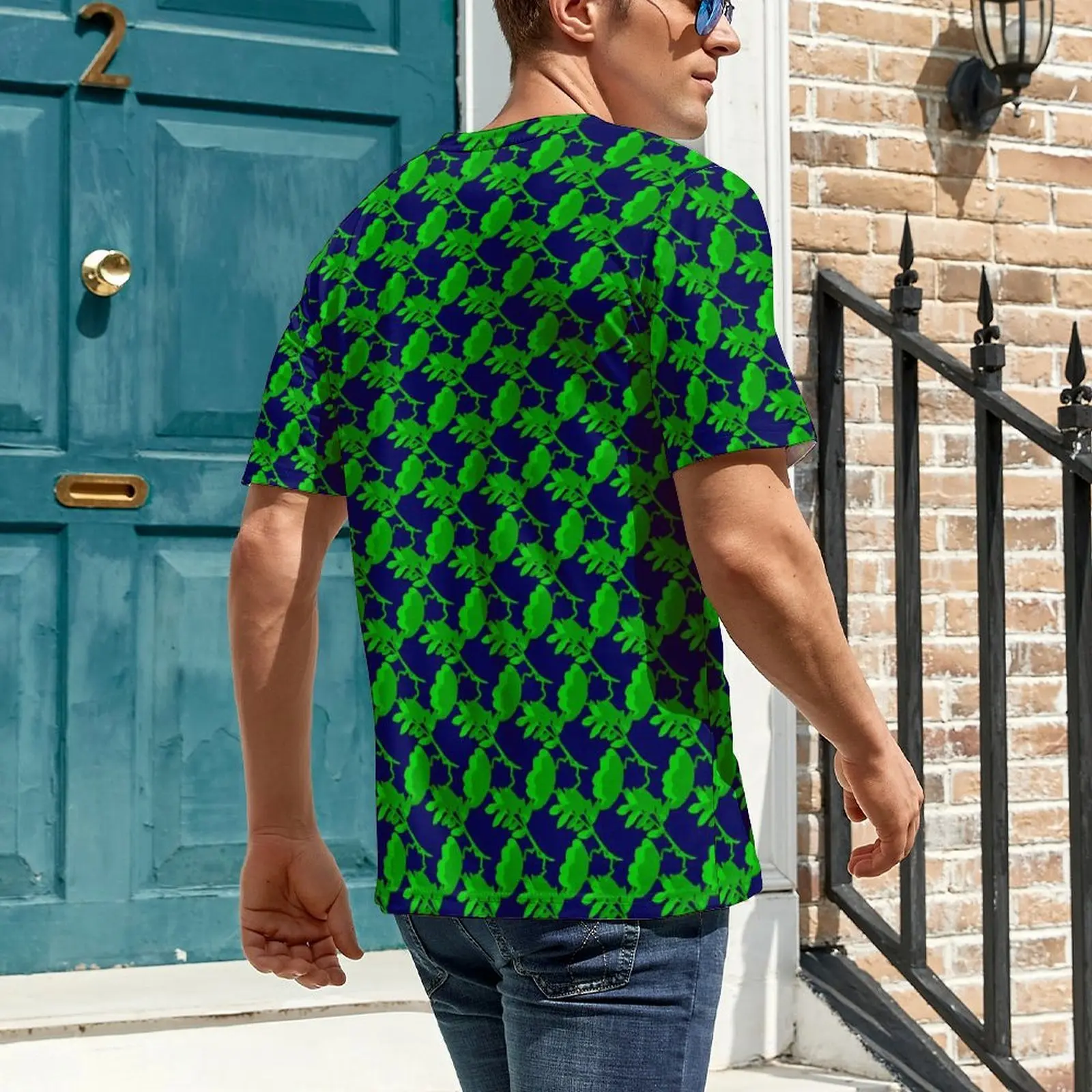 Man Plants Print T-Shirt Green Leaves Trending T-Shirts Short Sleeves Design Tops Cheap Summer Streetwear Oversized Top Tees
