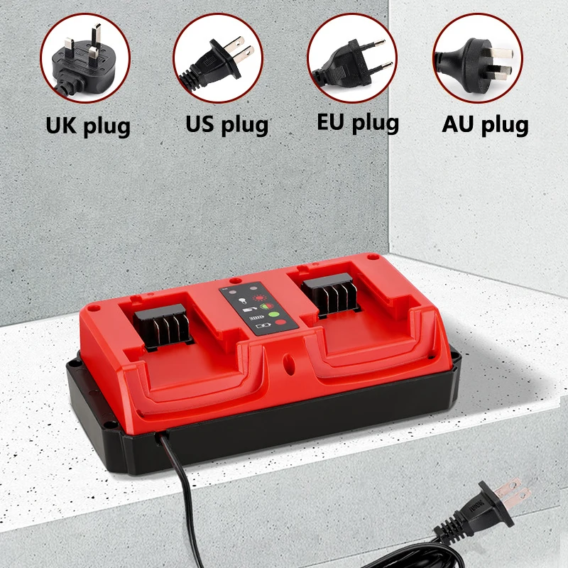 

Dual Ports Charger For Milwaukee 18V-20V Lithium Battery Smart LED Indicator Rechargeable 48-11-1815 48-11-1820Fast Charger