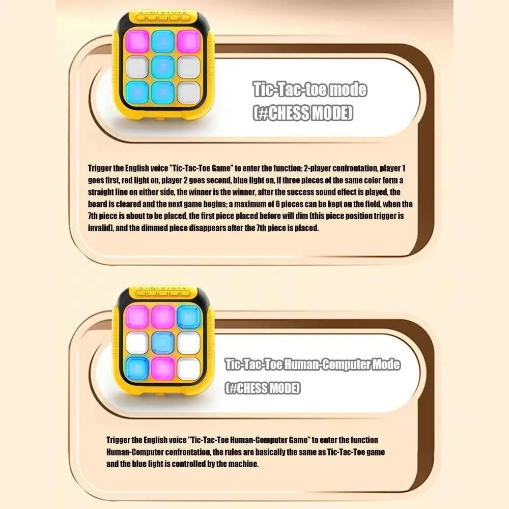 

Электронная игра TIC-TAC-TOE для тренировки памяти, интерактивная настольная игра 6-в-1, игрушки, портативная забавная игра с козырьками и крестами