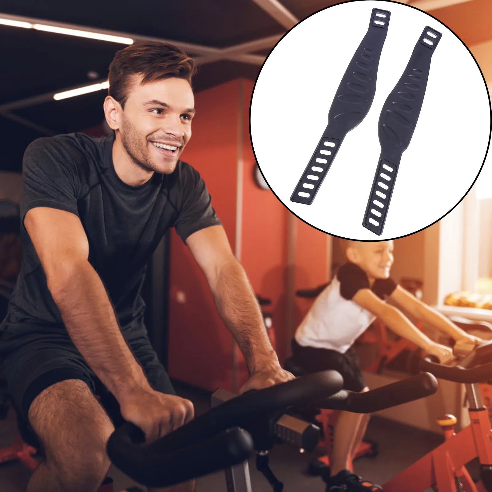 

2Pcs Premium Plastic Pedal Straps Bendable No-Scratch Adjustable Fit for Exercise Bike Stationary Cycling Gym Toe Straps